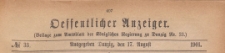 Oeffentlicher Anzeiger : Beilage zum Amts-blatt der K&ouml;niglichen Regierung zu Danzig, 1901.08.17 nr 33