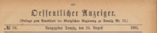 Oeffentlicher Anzeiger : Beilage zum Amts-blatt der K&ouml;niglichen Regierung zu Danzig, 1901.08.24 nr 34