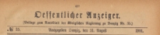 Oeffentlicher Anzeiger : Beilage zum Amts-blatt der Königlichen Regierung zu Danzig, 1901.08.31 nr 35