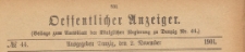 Oeffentlicher Anzeiger : Beilage zum Amts-blatt der Königlichen Regierung zu Danzig, 1901.11.02 nr 44
