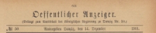 Oeffentlicher Anzeiger : Beilage zum Amts-blatt der Königlichen Regierung zu Danzig, 1901.12.14 nr 50