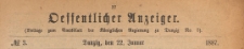Oeffentlicher Anzeiger : Beilage zum Amts-blatt der K&ouml;niglichen Regierung zu Danzig, 1887.01.22 nr 3