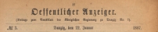 Oeffentlicher Anzeiger : Beilage zum Amts-blatt der Königlichen Regierung zu Danzig, 1887.01.22 nr 3