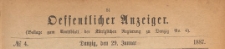 Oeffentlicher Anzeiger : Beilage zum Amts-blatt der K&ouml;niglichen Regierung zu Danzig, 1887.01.29 nr 4