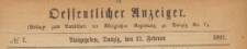 Oeffentlicher Anzeiger : Beilage zum Amts-blatt der Königlichen Regierung zu Danzig, 1892.02.13 nr 7