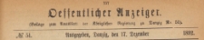 Oeffentlicher Anzeiger : Beilage zum Amts-blatt der K&ouml;niglichen Regierung zu Danzig, 1892.12.17 nr 51