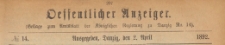 Oeffentlicher Anzeiger : Beilage zum Amts-blatt der Königlichen Regierung zu Danzig, 1892.04.02 nr 14