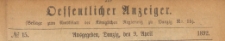 Oeffentlicher Anzeiger : Beilage zum Amts-blatt der Königlichen Regierung zu Danzig, 1892.04.09 nr 15