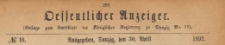 Oeffentlicher Anzeiger : Beilage zum Amts-blatt der Königlichen Regierung zu Danzig, 1892.04.30 nr 18