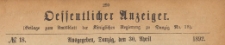 Oeffentlicher Anzeiger : Beilage zum Amts-blatt der Königlichen Regierung zu Danzig, 1892.04.30 nr 18