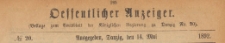 Oeffentlicher Anzeiger : Beilage zum Amts-blatt der K&ouml;niglichen Regierung zu Danzig, 1892.05.14 nr 20