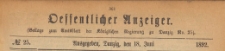 Oeffentlicher Anzeiger : Beilage zum Amts-blatt der Königlichen Regierung zu Danzig, 1892.06.18 nr 25