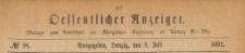 Oeffentlicher Anzeiger : Beilage zum Amts-blatt der Königlichen Regierung zu Danzig, 1892.07.09 nr 28
