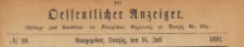 Oeffentlicher Anzeiger : Beilage zum Amts-blatt der Königlichen Regierung zu Danzig, 1892.07.16 nr 29