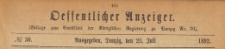 Oeffentlicher Anzeiger : Beilage zum Amts-blatt der Königlichen Regierung zu Danzig, 1892.07.23 nr 30