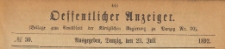 Oeffentlicher Anzeiger : Beilage zum Amts-blatt der Königlichen Regierung zu Danzig, 1892.07.23 nr 30