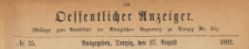 Oeffentlicher Anzeiger : Beilage zum Amts-blatt der Königlichen Regierung zu Danzig, 1892.08.27 nr 35