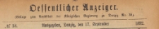 Oeffentlicher Anzeiger : Beilage zum Amts-blatt der Königlichen Regierung zu Danzig, 1892.09.17 nr 38
