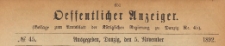 Oeffentlicher Anzeiger : Beilage zum Amts-blatt der Königlichen Regierung zu Danzig, 1892.11.05 nr 45