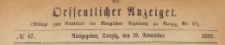 Oeffentlicher Anzeiger : Beilage zum Amts-blatt der K&ouml;niglichen Regierung zu Danzig, 1892.11.19 nr 47