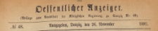 Oeffentlicher Anzeiger : Beilage zum Amts-blatt der K&ouml;niglichen Regierung zu Danzig, 1892.11.26 nr 48