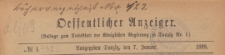 Oeffentlicher Anzeiger : Beilage zum Amts-blatt der Königlichen Regierung zu Danzig, 1899.01.07 nr 1