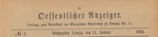 Oeffentlicher Anzeiger : Beilage zum Amts-blatt der K&ouml;niglichen Regierung zu Danzig, 1899.01.21 nr 3