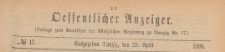 Oeffentlicher Anzeiger : Beilage zum Amts-blatt der Königlichen Regierung zu Danzig, 1899.04.29 nr 17