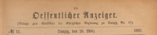 Oeffentlicher Anzeiger : Beilage zum Amts-blatt der K&ouml;niglichen Regierung zu Danzig, 1887.03.26 nr 12