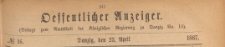 Oeffentlicher Anzeiger : Beilage zum Amts-blatt der Königlichen Regierung zu Danzig, 1887.04.23 nr 16
