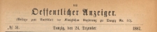 Oeffentlicher Anzeiger : Beilage zum Amts-blatt der Königlichen Regierung zu Danzig, 1887.12.24 nr 51