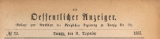 Oeffentlicher Anzeiger : Beilage zum Amts-blatt der K&ouml;niglichen Regierung zu Danzig, 1887.12.31 nr 52