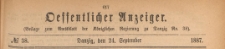 Oeffentlicher Anzeiger : Beilage zum Amts-blatt der Königlichen Regierung zu Danzig, 1887.09.24 nr 38
