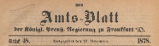 Amts-Blatt der K&ouml;niglichen Preussischen Regierung zu Frankfurth an der Oder, 1878.11.27 nr 48