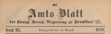 Amts-Blatt der K&ouml;niglichen Preussischen Regierung zu Frankfurth an der Oder, 1878.08.14 nr 33