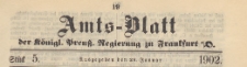 Amts-Blatt der K&ouml;niglichen Preussischen Regierung zu Frankfurth an der Oder, 1902.01.29 nr 5