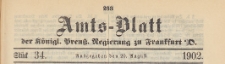 Amts-Blatt der K&ouml;niglichen Preussischen Regierung zu Frankfurth an der Oder, 1902.08.20 nr 34