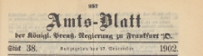 Amts-Blatt der K&ouml;niglichen Preussischen Regierung zu Frankfurth an der Oder, 1902.09.17 nr 38