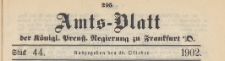 Amts-Blatt der K&ouml;niglichen Preussischen Regierung zu Frankfurth an der Oder, 1902.10.29 nr 44