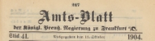 Amts-Blatt der K&ouml;niglichen Preussischen Regierung zu Frankfurth an der Oder, 1904.10.12 nr 41