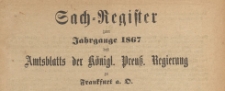 Amts-Blatt der Königlichen Preussischen Regierung zu Frankfurth an der Oder, 1867, Register
