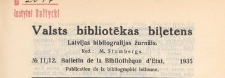 Valsts Bibliotēkas Biļetens : Latvijas bibliogrāfijas žurnāls = Bulletin de la Biblioth&egrave;que d'Etat de Lettonie : publicaton de la bibliographie lettonne, 1935 nr 11-12