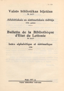 Valsts Bibliotēkas Biļetens : Latvijas bibliogrāfijas žurnāls = Bulletin de la Bibliothèque d'Etat de Lettonie : publicaton de la bibliographie lettonne, 1936, indeks