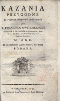 Kazania przygodne po rożnych mieyscach publicznych