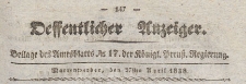 Oeffentlicher Anzeiger : Beilage des Amtsblatt der Königlichen Preussischen Regierung, 1838.04.27 nr 17