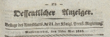 Oeffentlicher Anzeiger : Beilage des Amtsblatt der K&ouml;niglichen Preussischen Regierung, 1838.05.26 nr 21