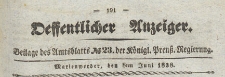 Oeffentlicher Anzeiger : Beilage des Amtsblatt der Königlichen Preussischen Regierung, 1838.06.08 nr 23
