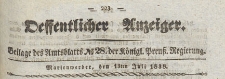 Oeffentlicher Anzeiger : Beilage des Amtsblatt der Königlichen Preussischen Regierung, 1838.07.13 nr 28