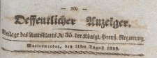 Oeffentlicher Anzeiger : Beilage des Amtsblatt der K&ouml;niglichen Preussischen Regierung, 1838.08.31 nr 35
