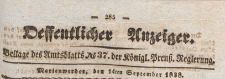Oeffentlicher Anzeiger : Beilage des Amtsblatt der Königlichen Preussischen Regierung, 1838.09.14 nr 37